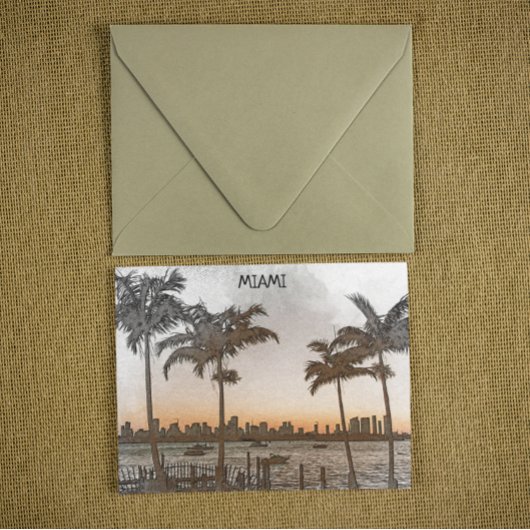 ビューティフルマイアミフロリダヴィンテージスカイライン ポストカード