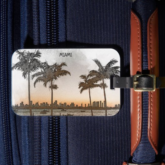 ビューティフルマイアミフロリダヴィンテージスカイライン ラゲッジタグ (正面インサイチュ4)