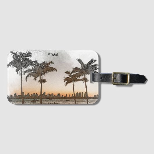 ビューティフルマイアミフロリダヴィンテージスカイライン ラゲッジタグ (正面横)