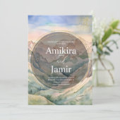 ビューティフルマウンテンウォーターカラーグリッター結婚ズ 招待状 (スタンド正面)