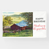 ビューティフルマウンテンランチビュー誕生日バナー 横断幕 (横)