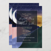 ビューティフルマウンテンリバームーンサンセットデザイン 招待状 (正面/裏面)