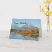 ビューティフルマウンテン秋フォト誕生日 カード (黄色い花)