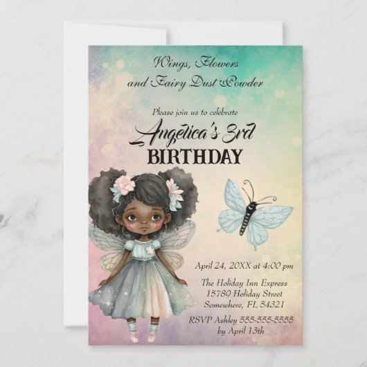 ビューティフルマジカルフェアリー誕生日 招待状 (正面)
