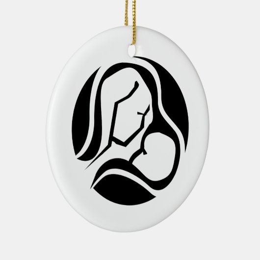 ビューティフルママ&ベビー白黒クリスマス セラミックオーナメント (右)