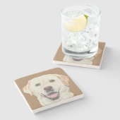 ビューティフルマーブルコースターイエローラブラドール ストーンコースター (横)