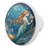 ビューティフルマーメイドアールヌーボーアールデコスタイルブルー セラミックノブ (右)