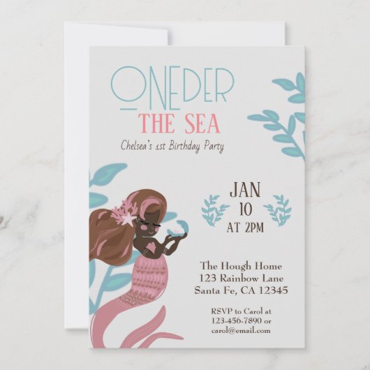 ビューティフルマーメイドガールズファースト誕生日 招待状 (正面)