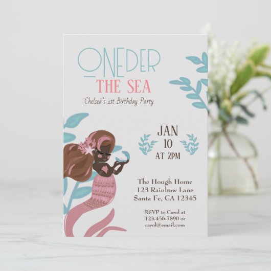 ビューティフルマーメイドガールズファースト誕生日 招待状 (スタンド正面)