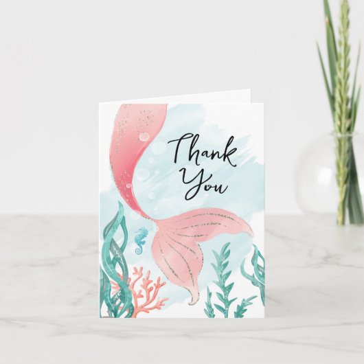 ビューティフルマーメイドガール誕生日サンキューカード 招待状 (正面)