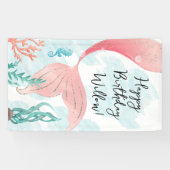 ビューティフルマーメイドガール誕生日ビニールバナー 横断幕 (横)