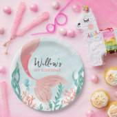 ビューティフルマーメイドガール誕生日ラウンド紙プレート ペーパープレート (パーティー)