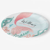 ビューティフルマーメイドガール誕生日ラウンド紙プレート ペーパープレート (アングル)