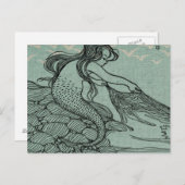 ビューティフルマーメイドスケッチオンブルーシーショア ポストカード (正面/裏面)