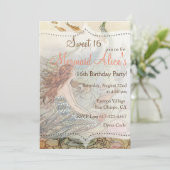 ビューティフルマーメイドヴィンテージスウィート16誕生日招待状 招待状 (スタンド正面)