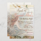 ビューティフルマーメイドヴィンテージスウィート16誕生日招待状 招待状 (正面/裏面)