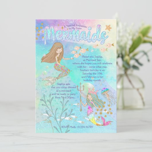 ビューティフルマーメイド誕生日招待状 招待状 (スタンド正面)