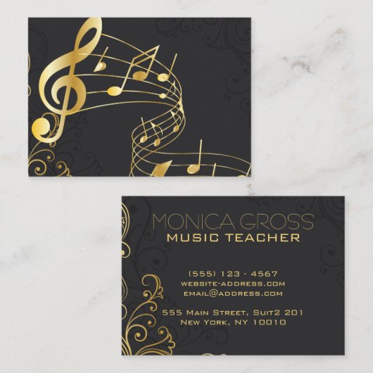 ビューティフルミュージカルノートラグジュアリーデザイン 名刺 (正面/裏面)