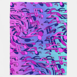 ビューティフルミュージックアクアブルーピンクアップビートアートフリース フリースブランケット