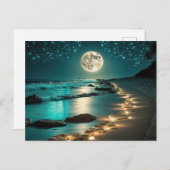 ビューティフルムーンビーチ海スターリーナイト ポストカード (正面/裏面)