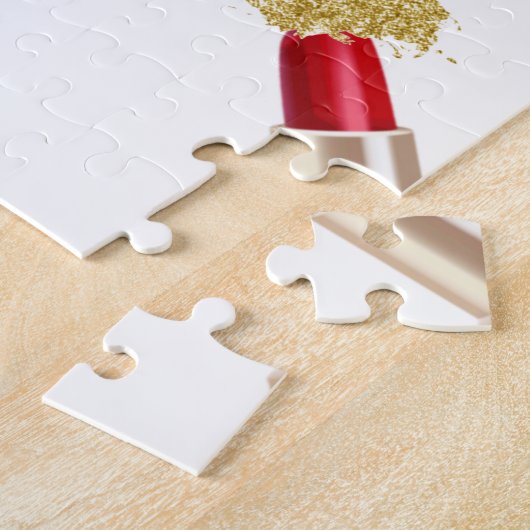 ビューティフルメイクアップ美しいエレガントシックカスタム ジグソーパズル (側面)