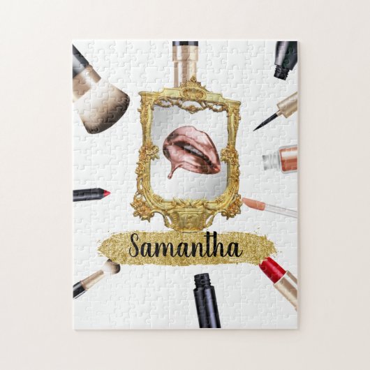 ビューティフルメイクアップ美しいエレガントシックカスタム ジグソーパズル (縦)