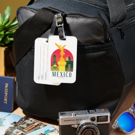 ビューティフルメキシコシティレトロ旅行 ラゲッジタグ (正面&裏面)