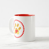 ビューティフルモダンゴールデンポー&赤いハート ツートーンマグカップ (正面左)