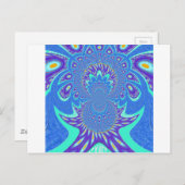 ビューティフルモダンシアンブルーろうけつ染め万華鏡のように千変万化するパターンアート ポストカード (正面/裏面)