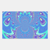 ビューティフルモダンシアンブルーろうけつ染め万華鏡のように千変万化するパターンアート 長方形シール (正面)