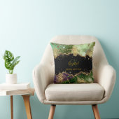 ビューティフルモダンブラック&グリーングリッターモノグラム クッション (椅子)