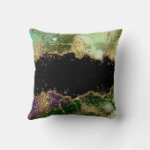 ビューティフルモダンブラック&グリーングリッターモノグラム クッション (裏面)