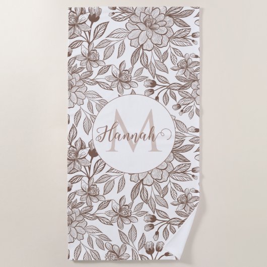 ビューティフルモチャムースヴィンテージフローラ ビーチタオル (正面)