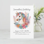 ビューティフルユニコーンガール誕生日招待状 招待状 (スタンド正面)