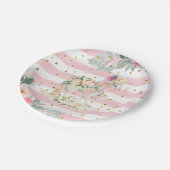 ビューティフルユニコーンパステルピンクストライプグリッター ペーパープレート (アングル)