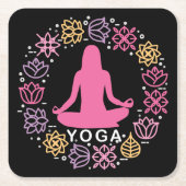 ビューティフルヨガポーズフローラデザイン スクエアペーパーコースター (正面)