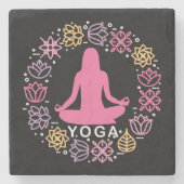 ビューティフルヨガポーズフローラデザイン ストーンコースター (正面)