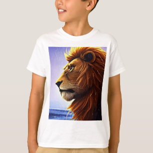ビューティフルライオンポートレートアットシーキパーソナライズされたッド Tシャツ