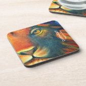 ビューティフルライオン顔ポートレートリーガル誇りを持ったと コースター (左側)