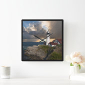 ビューティフルライトハウスオーバー海スクエアウォールクロック スクエア壁時計 (ホーム)