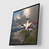 ビューティフルライトハウスオーバー海スクエアウォールクロック スクエア壁時計 (傾斜)