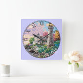 ビューティフルライトハウスコテージローマ数字 スクエア壁時計 (ホーム)