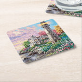 ビューティフルライトハウスコテージ スクエアペーパーコースター (アングル)