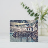 ビューティフルライトハウスデジタ絵画ルアート ポストカード (スタンド正面)