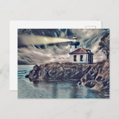 ビューティフルライトハウスデジタ絵画ルアート ポストカード (正面/裏面)