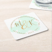 ビューティフルライムグリーンエレガントボホ結婚ズ スクエアペーパーコースター (アングル)