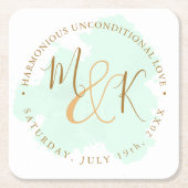 ビューティフルライムグリーンエレガントボホ結婚ズ スクエアペーパーコースター (正面)
