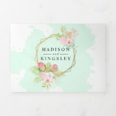 ビューティフルライムグリーンエレガント💚ボホ結婚ーズ 三つ折り招待状 (カバー)