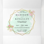 ビューティフルライムグリーンエレガント💚ボホ結婚ーズ 三つ折り招待状 (内部中)