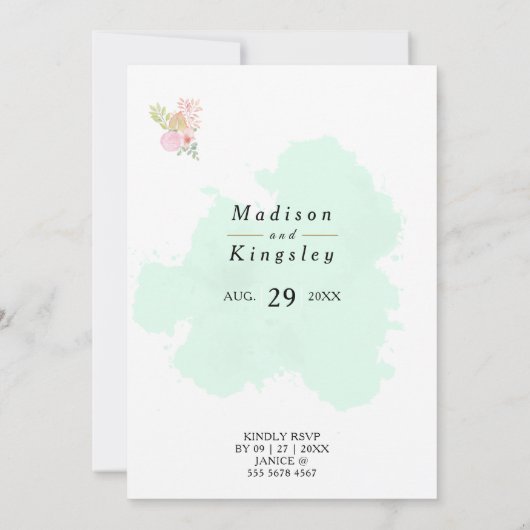 ビューティフルライムグリーンエレガント💚ボホ結婚ーズ 招待状 (裏面)